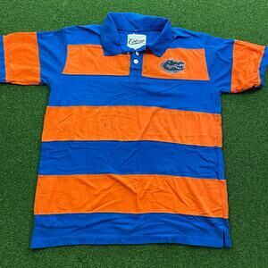 Colony Florida Gators Mens Orange Blue Striped Polo Shirt Sz M